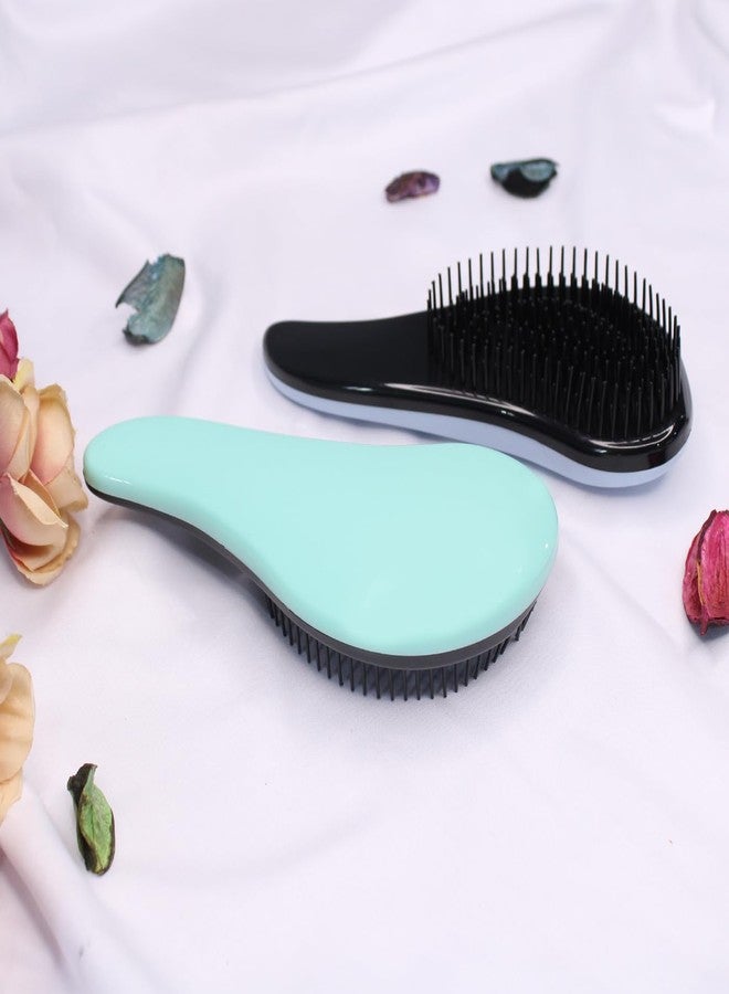 ALERIP Curvy Detangling Brush with Flexible Bristles, Soft Grip Mini Hair Brush for Wet & Dry Hair, Plastic Curved Brush for Pain-Free Styling & Anti-Frizz for Women, Kids & Travel (Color May Vary) - Image 1