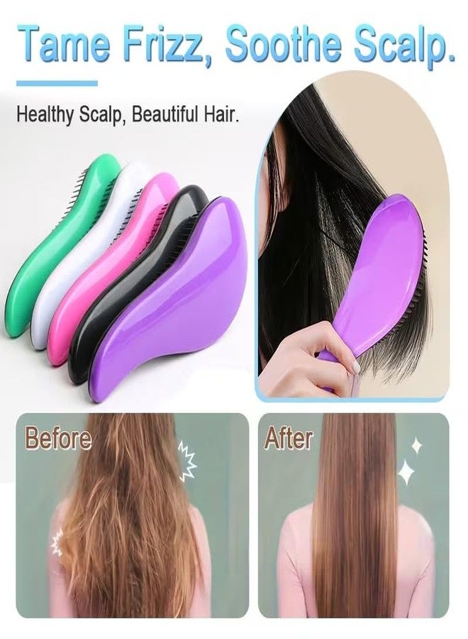 ALERIP Curvy Detangling Brush with Flexible Bristles, Soft Grip Mini Hair Brush for Wet & Dry Hair, Plastic Curved Brush for Pain-Free Styling & Anti-Frizz for Women, Kids & Travel (Color May Vary) - Image 5