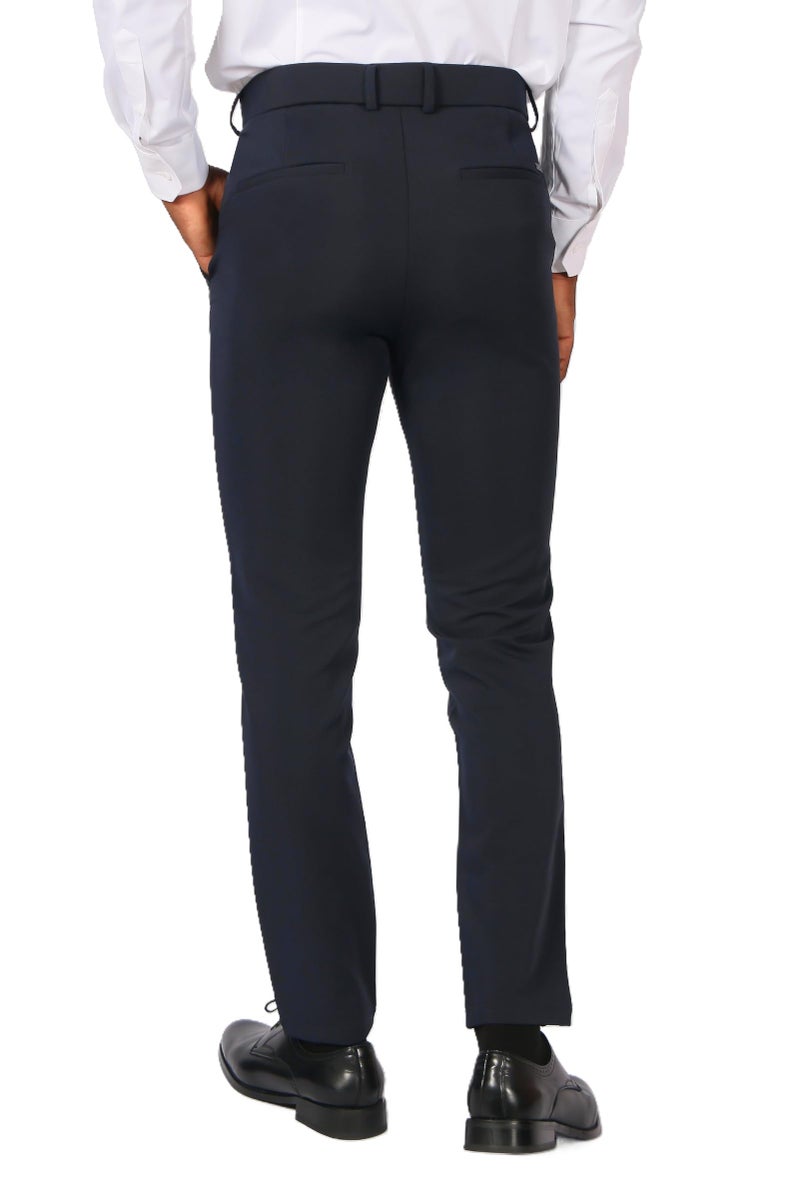Plaid&Plain Men's Stretch Dress Pants Slim Fit Skinny Suit Pants 7101 Blue 32W34L - Image 4