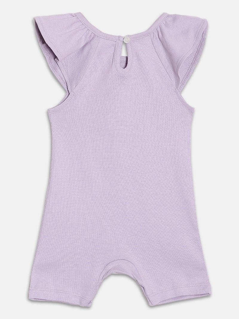 Broon Infant Girls White and Purple Printed Organic Cotton Rompers Pack of 2 - Image 4