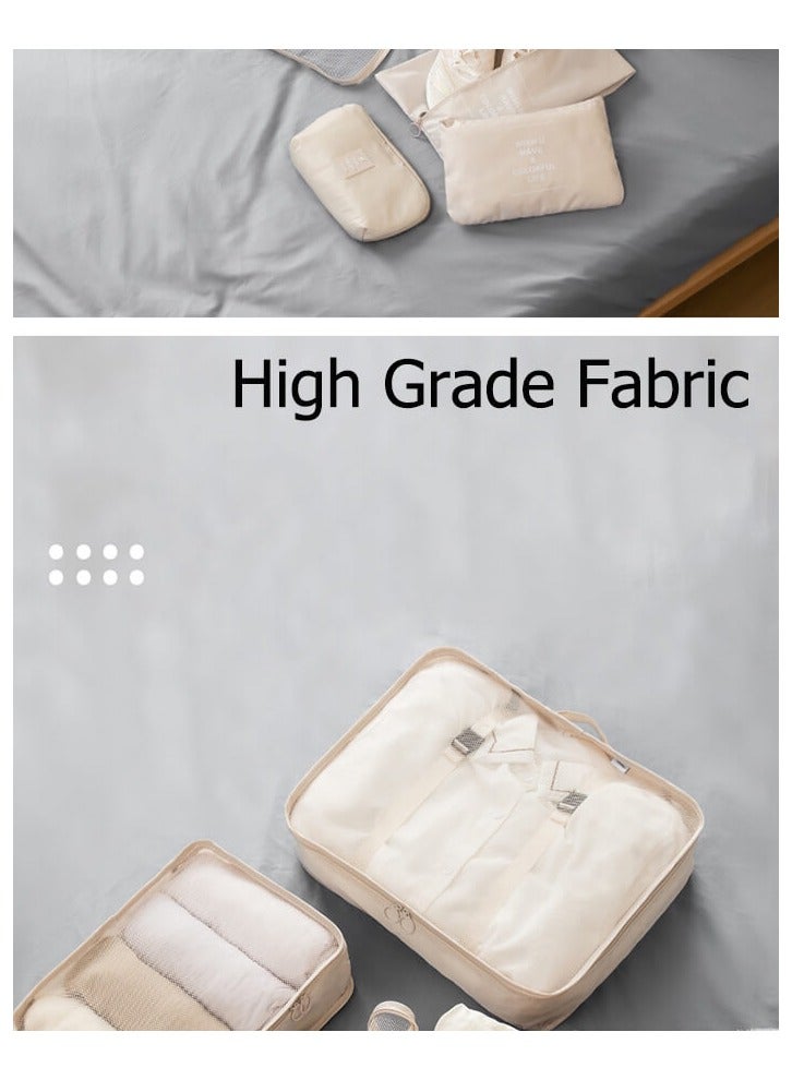 7-Piece Travel and Vacation Organizer Luggage Set Beige - Image 5