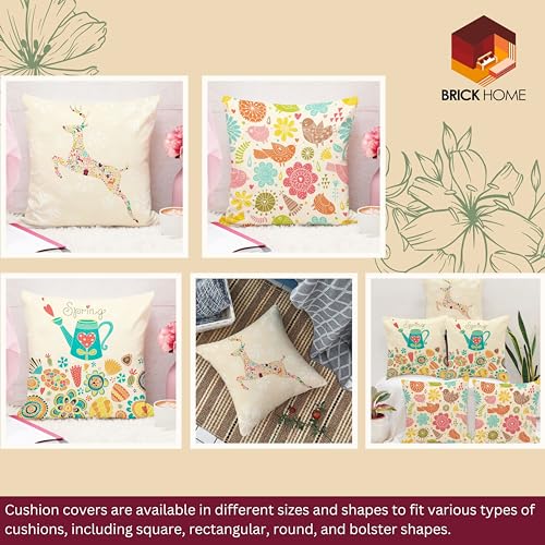 BRICK HOME Multi Floral Printed Poly Cotton 200 TC Cushion Covers, Set of 5 (18 X 18 Inches) - Image 2