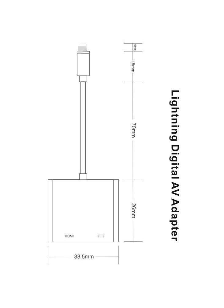 Generic - 1080P Lightning To HDMI Adapter For Apple White - Image 1