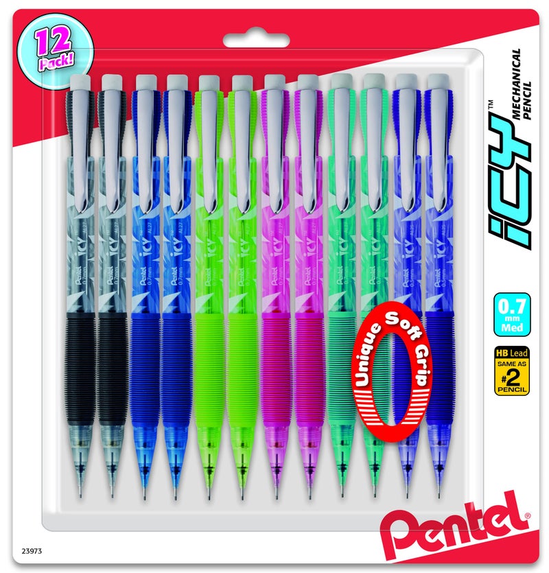 Pentel قلم رصاص ميكانيكي بنتل آيسي رازلي-دازلي، (0.7 مم)، براميل متنوعة، قد يختلف اللون، عبوة من 12 (AL27RDBP12M) - Image 1