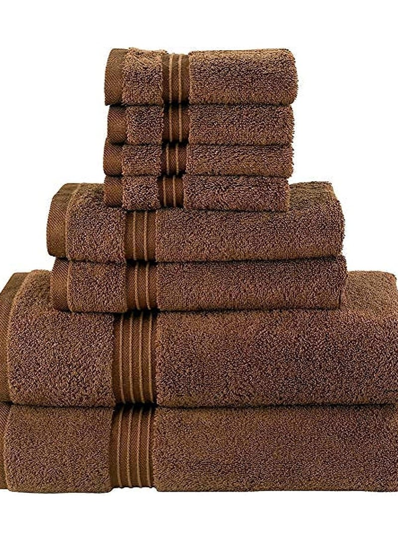 Comfy Cotton Brown 600 Gsm 8 pc Set For Bath And Spa Towel Set Includes 2Xbath Towels 70X140 Cm 2Xhand Towels 40X70 Cm 4Xwashcloths 30X30 Cm 70X140Cm - Image 1