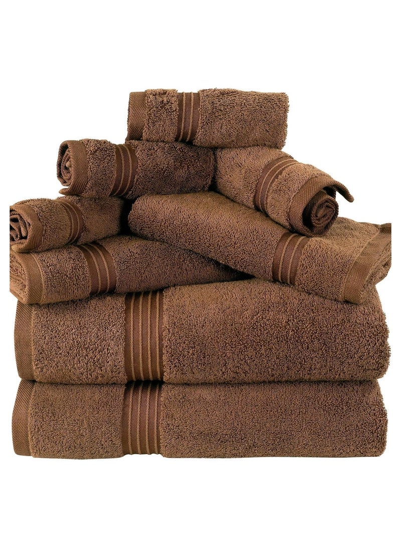 Comfy Cotton Brown 600 Gsm 8 pc Set For Bath And Spa Towel Set Includes 2Xbath Towels 70X140 Cm 2Xhand Towels 40X70 Cm 4Xwashcloths 30X30 Cm 70X140Cm - Image 2