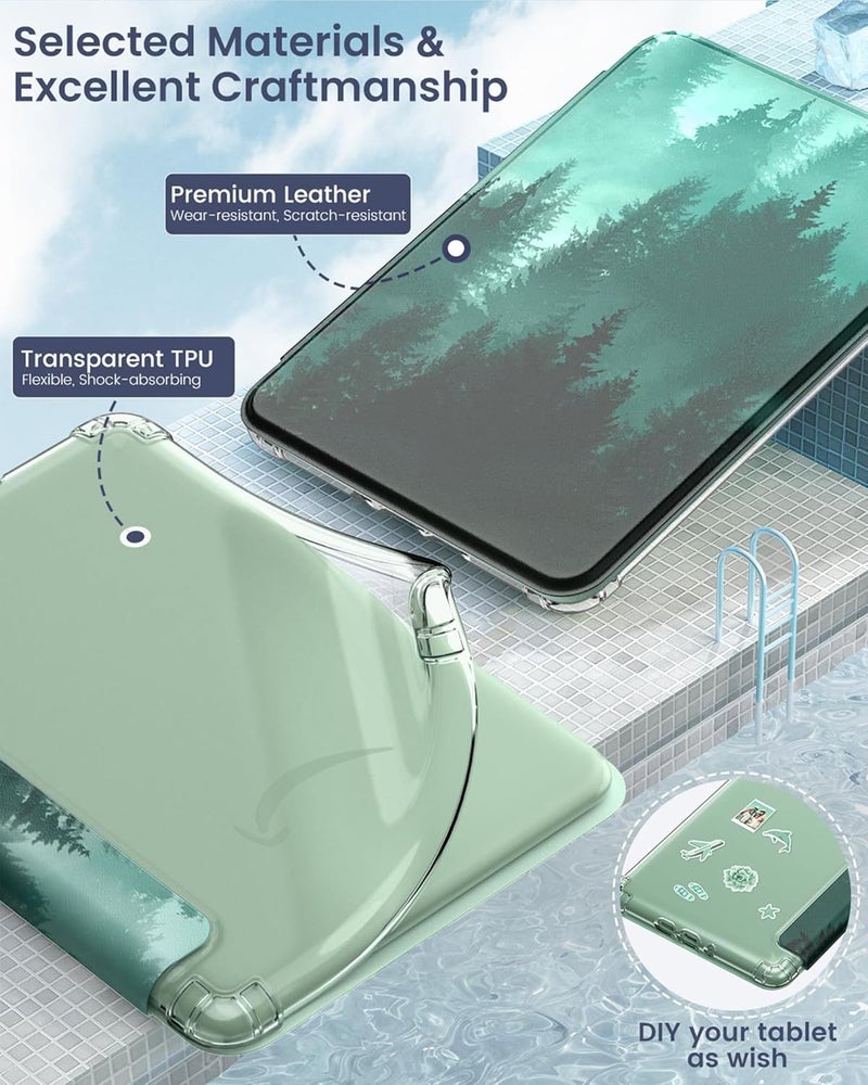 MoKo Case for 6" Kindle (11th Generation-2024/2022 Release), Ultra Clear Soft Flexible Transparent TPU Back Cover Light Shell with Auto Wake/Sleep for Kindle 11th Generation 2024, Green Forest - Image 4