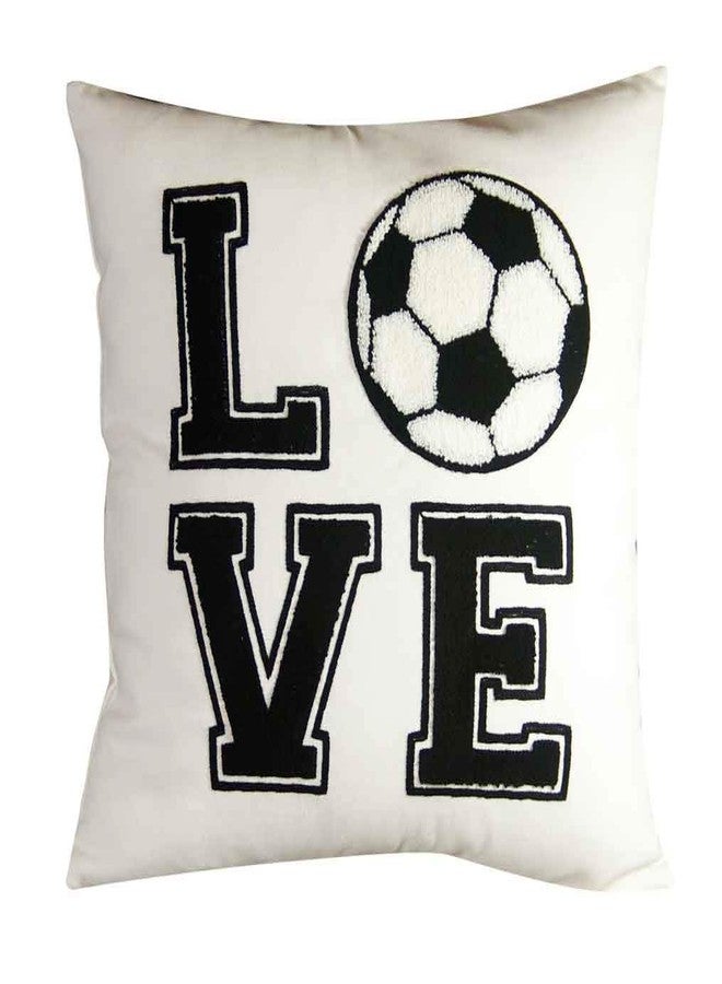 FAVDEC Embroidered Decorative Throw Pillow Cover, Love Soccer Throw Pillow Cover 18 Inches x 18 Inches Cover Only (Love-Soccer) - Image 1