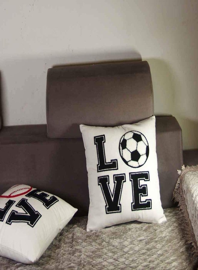 FAVDEC Embroidered Decorative Throw Pillow Cover, Love Soccer Throw Pillow Cover 18 Inches x 18 Inches Cover Only (Love-Soccer) - Image 4