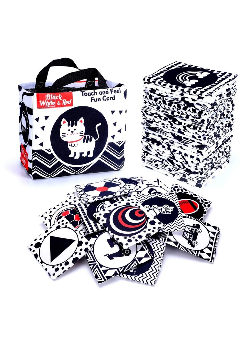 SYOSI Black and White Soft Cloth Flash Cards for Babies, Nontoxic Fabric High Contrast Toys Visual Recognition with Storage Bag Early Educational Toy Washable Newborns Toys Gift for Baby 0+ Month(24 Pack)  - Image 1