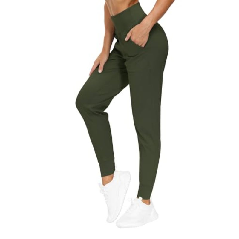 Women's workout joggers for gym and yoga: lightweight polyester-spandex blend in black, flattering tapered fit with tummy control, side pockets, elastic waistband, ultra-soft feel - Image 1
