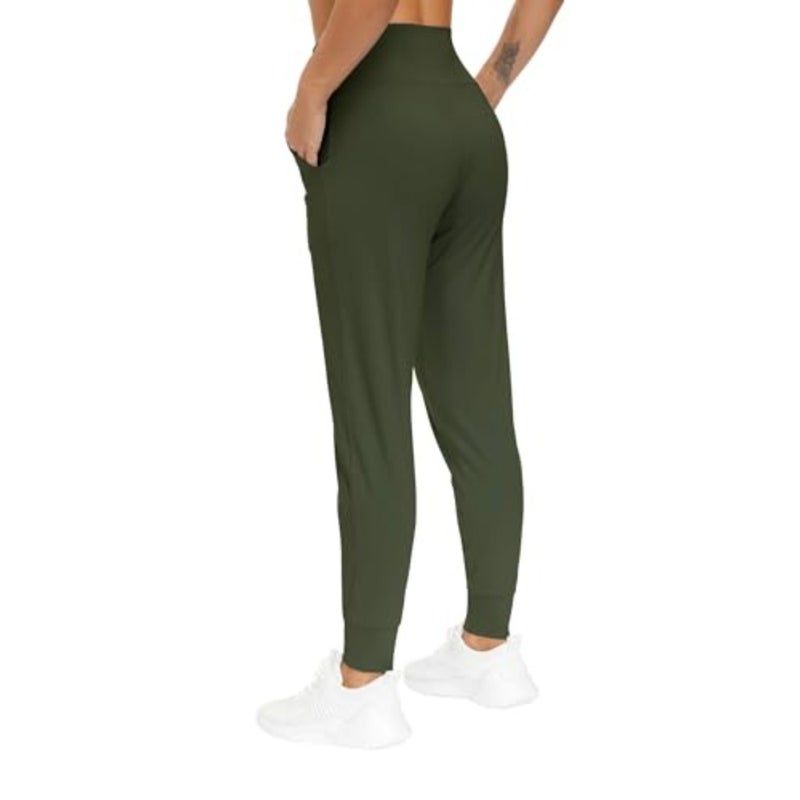 Women's workout joggers for gym and yoga: lightweight polyester-spandex blend in black, flattering tapered fit with tummy control, side pockets, elastic waistband, ultra-soft feel - Image 4
