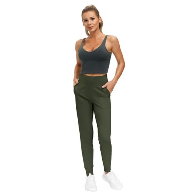 Women's workout joggers for gym and yoga: lightweight polyester-spandex blend in black, flattering tapered fit with tummy control, side pockets, elastic waistband, ultra-soft feel - Image 5