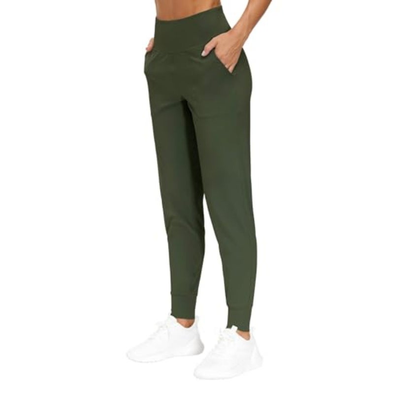 Women's workout joggers for gym and yoga: lightweight polyester-spandex blend in black, flattering tapered fit with tummy control, side pockets, elastic waistband, ultra-soft feel - Image 2