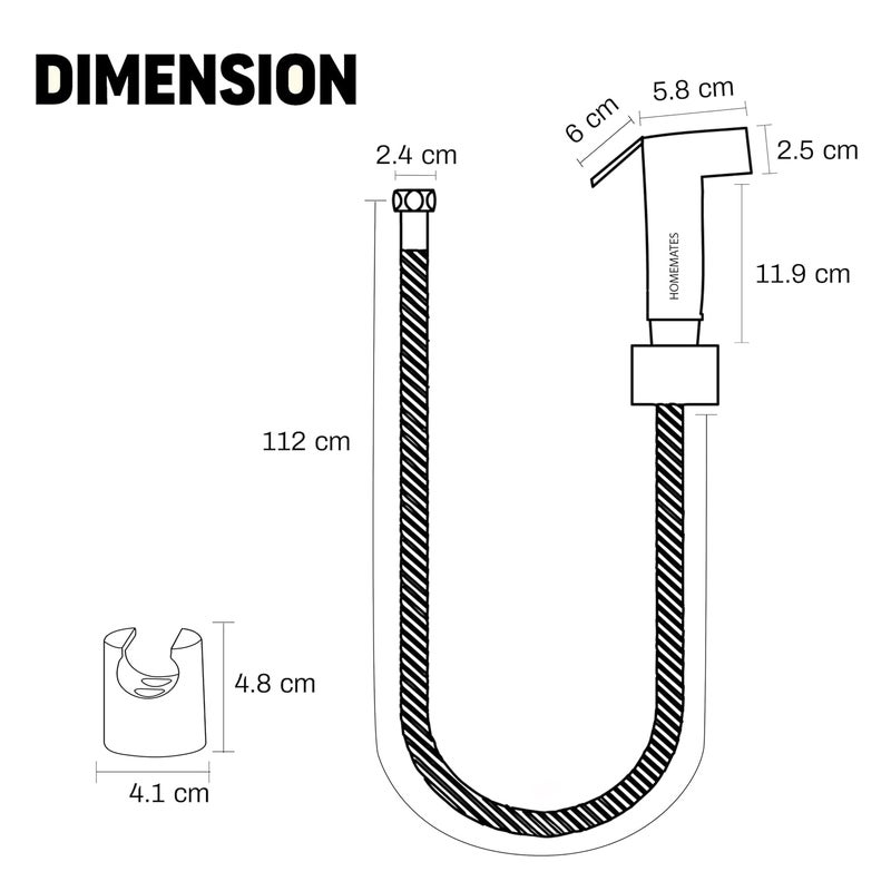 PIXELPACE Brass Health Faucet Set for BathroomBlack Jet Spray With Pipe for Toilet Shower Faucet with Ultra Flexible Shower Hose Jet Spray for ToiletAdjustable Water Pressure Control Wash - Image 4