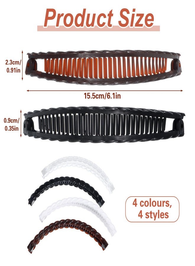 Nogeqi 4 Pcs Banana Hair Clips, Non-Slip Hair-Claws with Double Combs, Vintage Banana Clips for Women Thick Curly Hair, Ponytail Holder Styling Accessories - Image 5