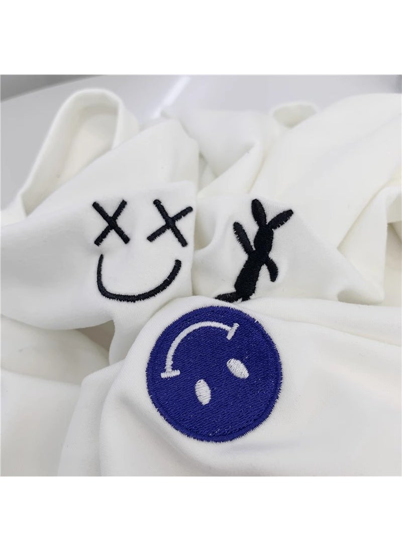 Generic - Thickened Fluffy Double-sided Velvet Embroidered Smiley Face Womens Thermal T-shirt Long Sleeve Loose Fit round Neck Base Shirt Little Rabbit - Image 1