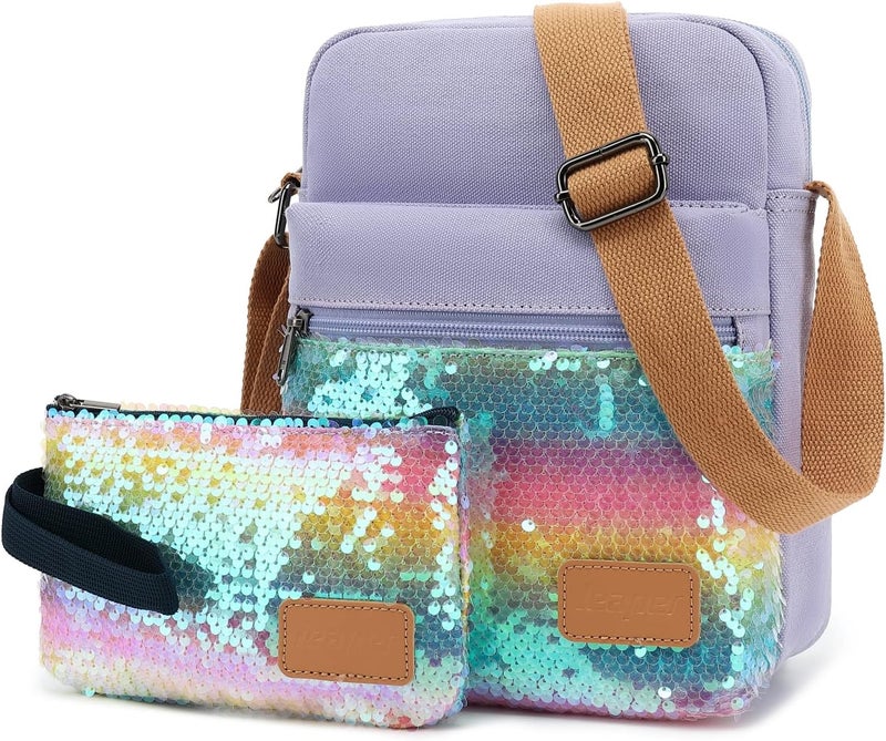 Leaper Girls Crossbody Purses for Kids 2 PCS Cross Body Bag Women Messenger Bag Girls Canvas Bag Cross Body Purse Set | for Kids, 2 PCS, Women - Image 2