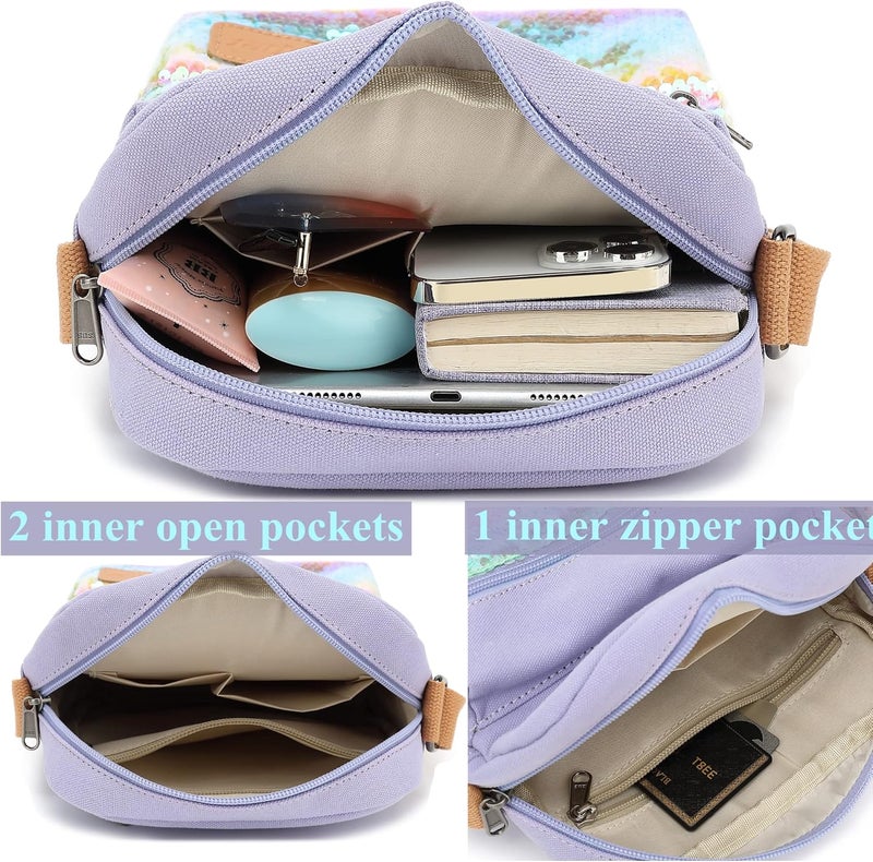 Leaper Girls Crossbody Purses for Kids 2 PCS Cross Body Bag Women Messenger Bag Girls Canvas Bag Cross Body Purse Set | for Kids, 2 PCS, Women - Image 5