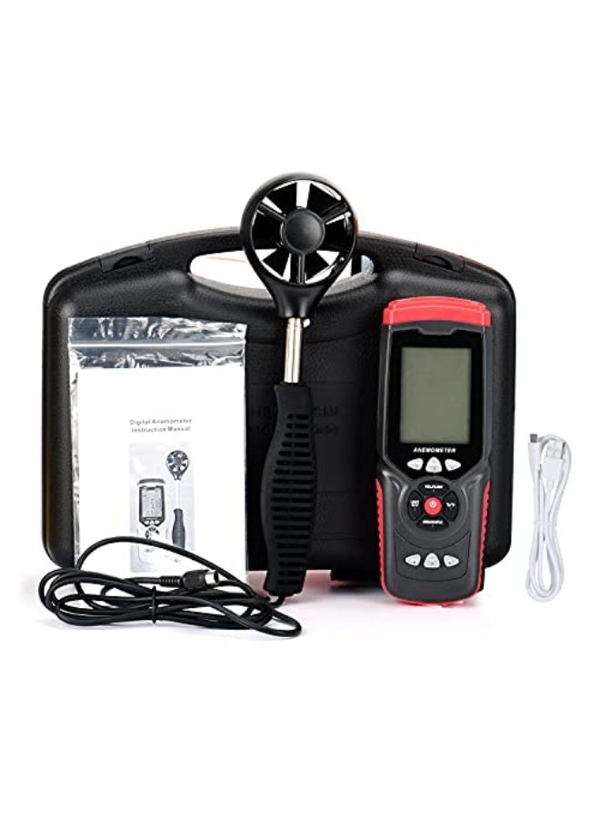 SOOBA Handheld Digital Anemometer Professional Multnction Anemograph with Detachable Auxiliary Fan Air Meter with Storage Case - Image 3