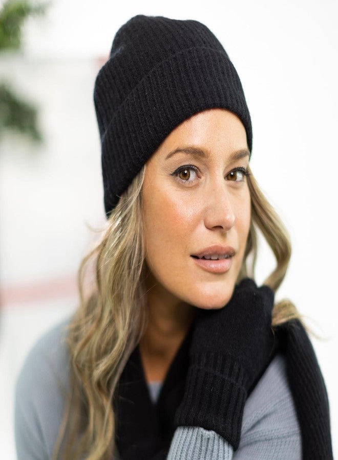 Fishers Finery Women's 100% Cashmere Beanie (Black) - Image 4