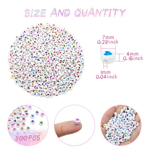 Looconi Amaney 500Pcs 7x4mm White Acrylic Colorful Heart sheap Round Beads Mixed Colors Plastic Loose Beads for Jewelry Making - Image 2