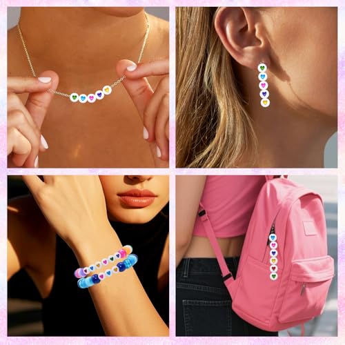 Looconi Amaney 500Pcs 7x4mm White Acrylic Colorful Heart sheap Round Beads Mixed Colors Plastic Loose Beads for Jewelry Making - Image 4