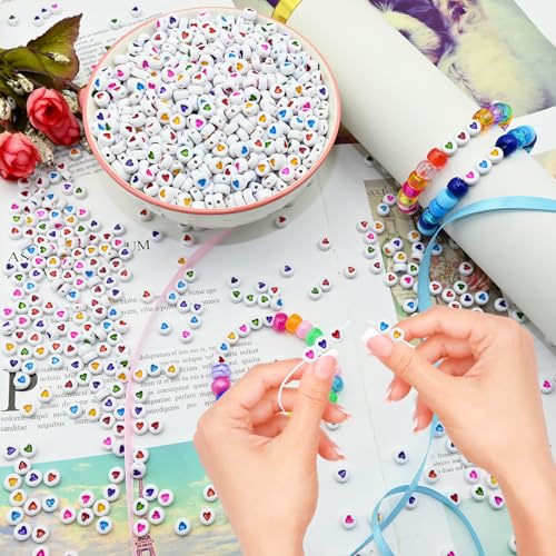 Looconi Amaney 500Pcs 7x4mm White Acrylic Colorful Heart sheap Round Beads Mixed Colors Plastic Loose Beads for Jewelry Making - Image 3