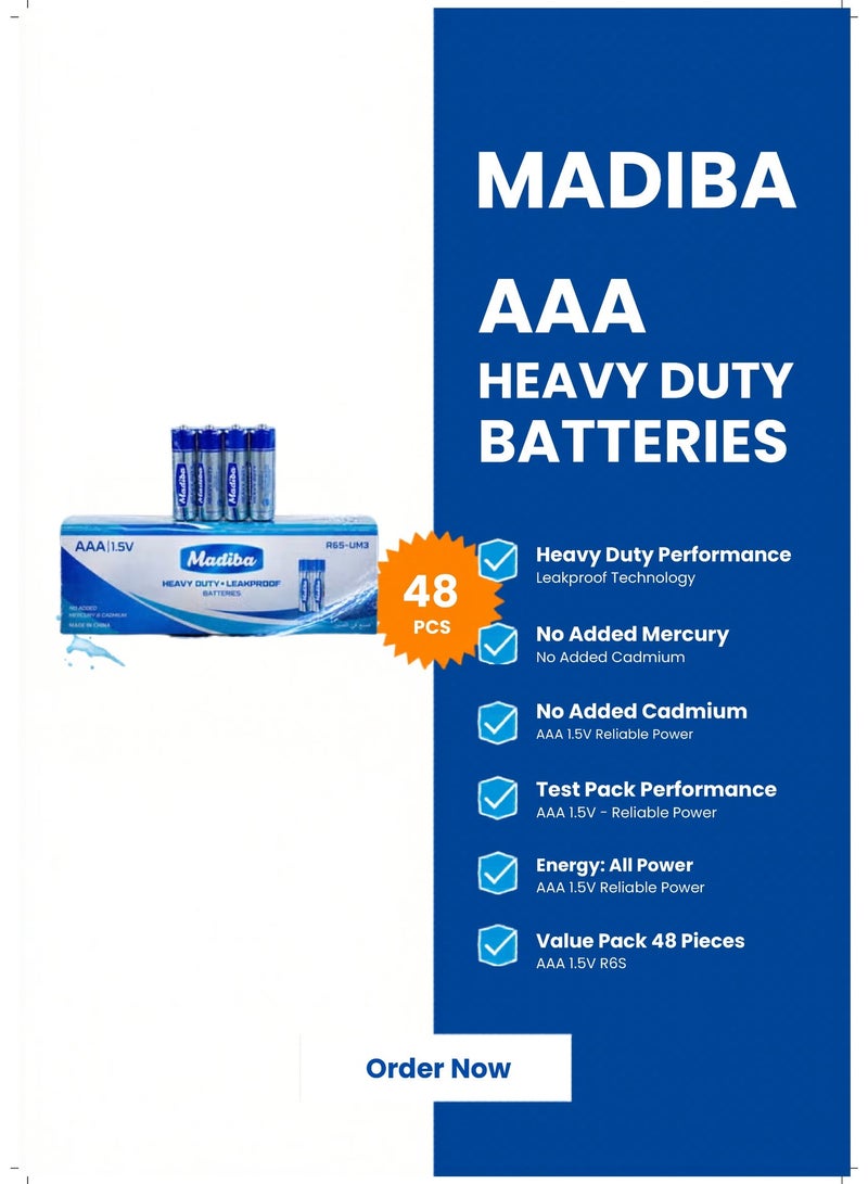 ماديبا بطارية ماديبا ذات غلاف PVC من نوع AAA - 48 قطعة - Image 2