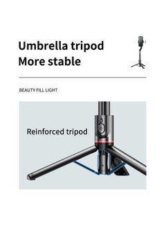 Generic 42.7 Inches L12d Foldable Wireless Bluetooth Aluminum Selfie Stick Tripod with Remote Shutter Fill Light for for iPhone Android Phone, Portable Phone Camera Stand  - Image 4