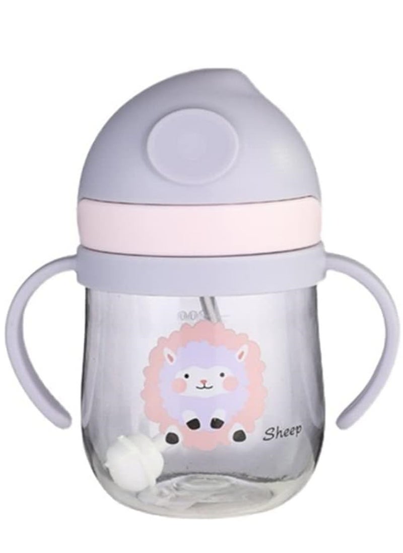 Generic 250ml Sippy Cup for Baby, Baby Bottle Sippy Cups with Handle Graduated, 360° Spill Free Toddler Cup, Sippy Cups for Toddlers, Soft Spout Sippy Cups （Purple）  - Image 1