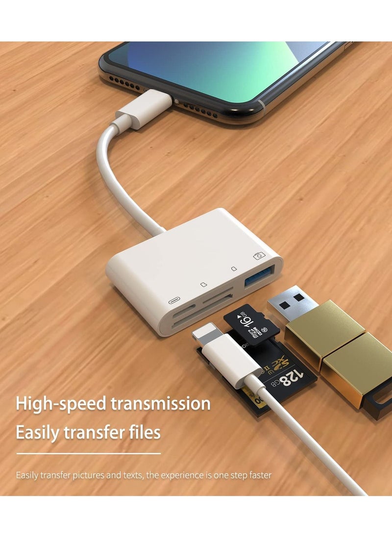 Generic - Camera Memory SD Card Reader Compatible for iPhone,Compatible with Lightning Male to USB Female OTG Adapter Micro TF Power Charging Splitter Charger Connector for Apple for ipad 12 11 xs - Image 1
