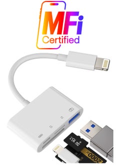 Camera Memory SD Card Reader Compatible for iPhone,Compatible with Lightning Male to USB Female OTG Adapter Micro TF Power Charging Splitter Charger Connector for Apple for ipad 12 11 xs