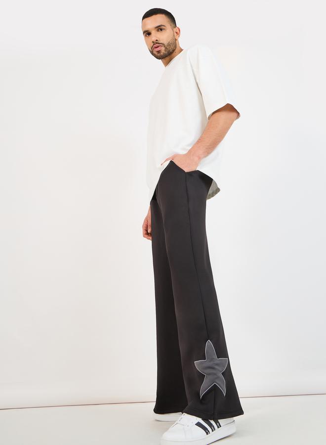 Styli Wide Leg Contrast Star Patch Scuba Joggers  - Image 1