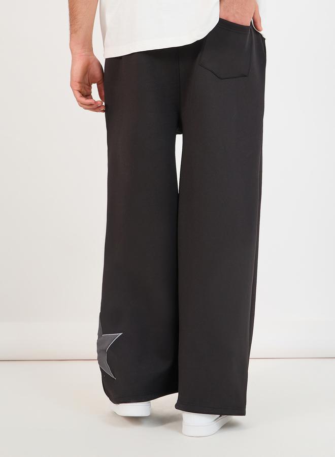 Styli Wide Leg Contrast Star Patch Scuba Joggers  - Image 5