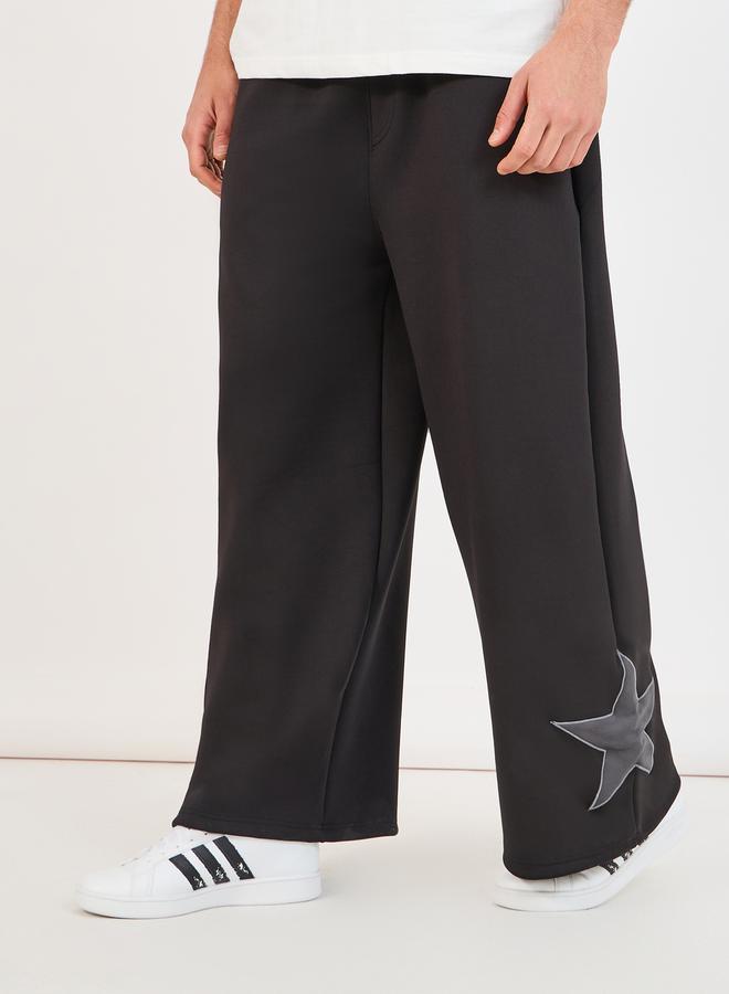 Styli Wide Leg Contrast Star Patch Scuba Joggers  - Image 2