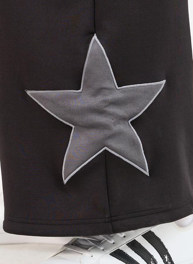 Styli Wide Leg Contrast Star Patch Scuba Joggers  - Image 4