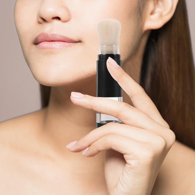 Travel Face Powder Brush with Fillable Container, Retractable Foundation and Blush Makeup Brush, Portable Press-dispense Applicator for Daily Use - Image 5