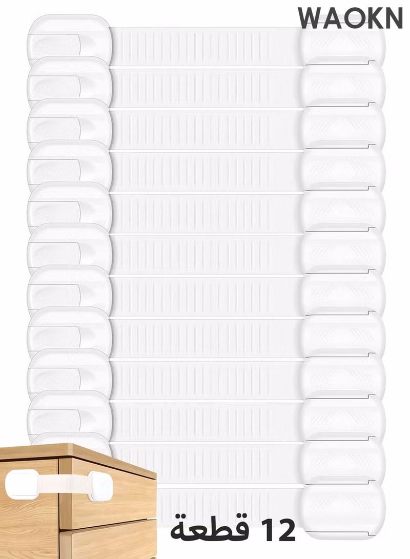 WAOKN 12 Pieces Child Nylon Straps Removed Non-toxic  Safety Strap Locks Suitable For Cabinets, Drawers, Dressers, Ovens, Stoves, Fridges, Washing Machines, Toilet seats,Doors, Trash Cans –  Adhesive Childproof Locks - Image 4