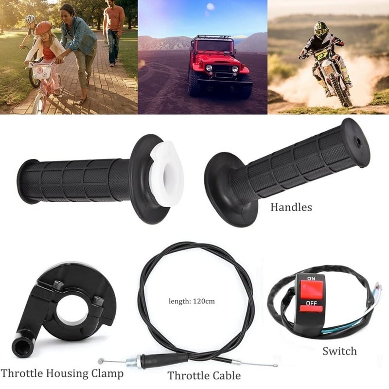 Generic CALU LUKY 22mm Twist Throttle Accelerator Handle Grips, 50 90 110 125cc Pit Bike Dirtbike (Handle Grip + Cable + Throttle Clamp + flameout Switch)  - Image 2