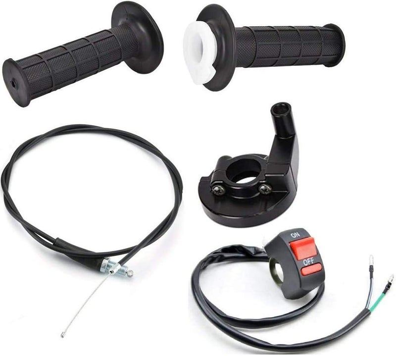 Generic CALU LUKY 22mm Twist Throttle Accelerator Handle Grips, 50 90 110 125cc Pit Bike Dirtbike (Handle Grip + Cable + Throttle Clamp + flameout Switch)  - Image 1