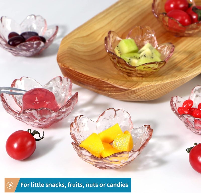 Sanbege 8 Pcs Glass Sakura Soy Sauce Dishes Cute Mini Dessert Bowls Stackable Tiny Appetizer Plates for Dips Seasonings Snacks Fruits or Tea Bags Small Candles Trinkets Pink - Image 5