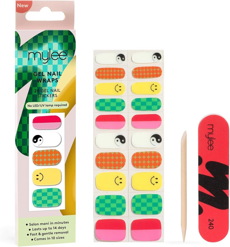 Mylee Gel Nail Wraps Free Spirit 10 PreCured Gel Stickers for Instant Mani No Lamp Needed ChipResistant Glossy Finish Lasts Up to 14 Days Easy to Apply Vegan CrueltyFree