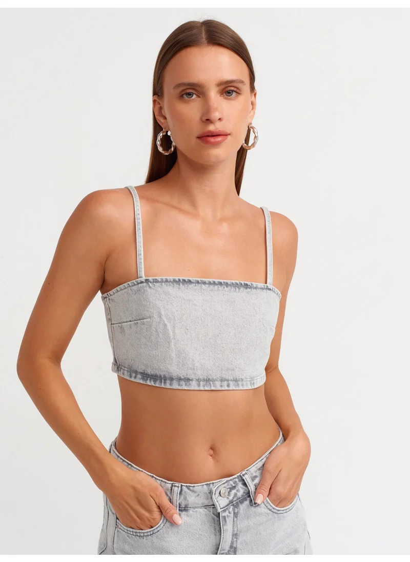 ديلفين 50735 Strappy Short Denim Strapless-Gray