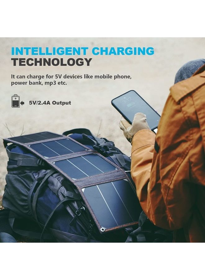 Bigblue [Upgraded Tiny Solar Charger] BigBlue 14W SunPower Solar Panels with USB-A Port(5V/2.4A Max), IPX4 Waterproof, Portable Solar Phone Charger Compatible with iPhone X/8/7, Tablet, Samsung LG etc - Image 2