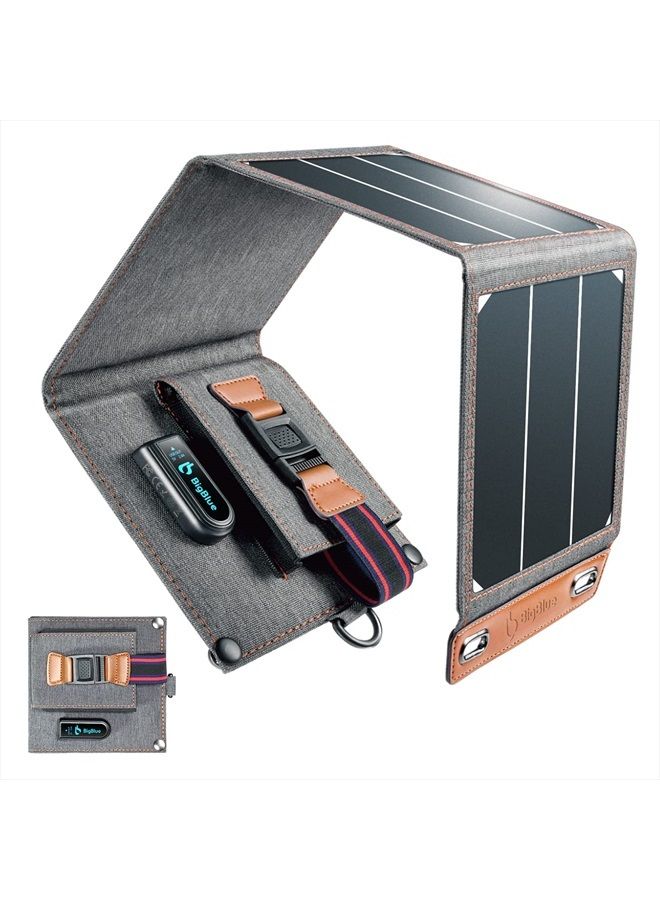 Bigblue [Upgraded Tiny Solar Charger] BigBlue 14W SunPower Solar Panels with USB-A Port(5V/2.4A Max), IPX4 Waterproof, Portable Solar Phone Charger Compatible with iPhone X/8/7, Tablet, Samsung LG etc - Image 1