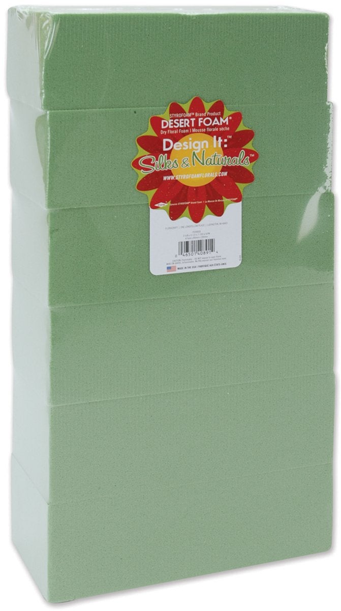 FloraCraft Floral Desert DryFōM 6 Piece Brick 2.6 Inch x 3.4 Inch x 7.8 Inch Green - Image 2
