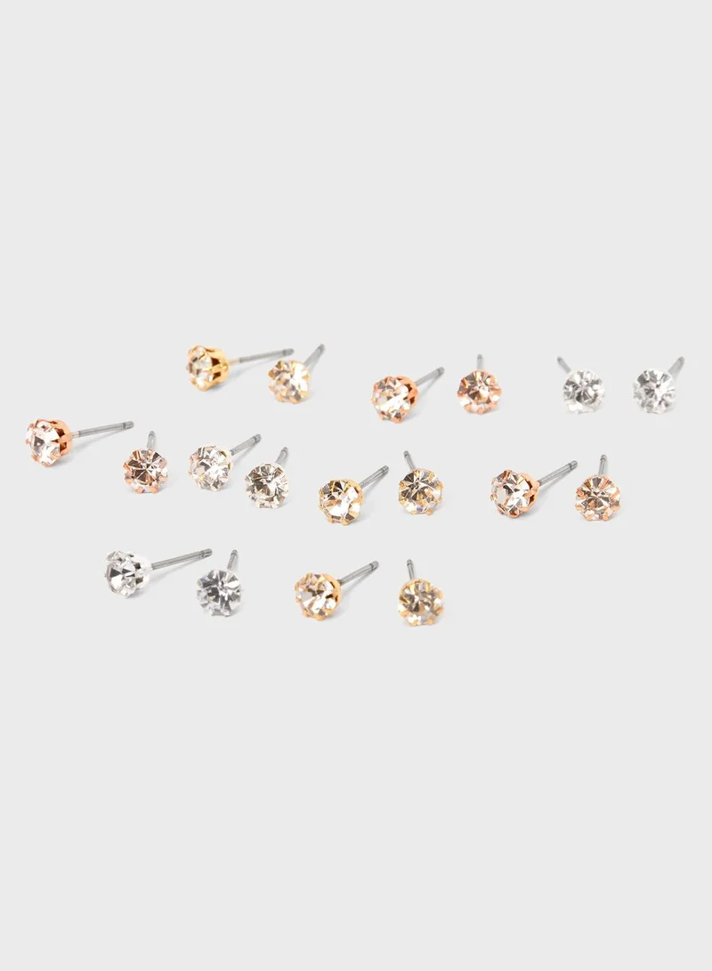Claires Kids 9 Pack Mixed Metal Earrings