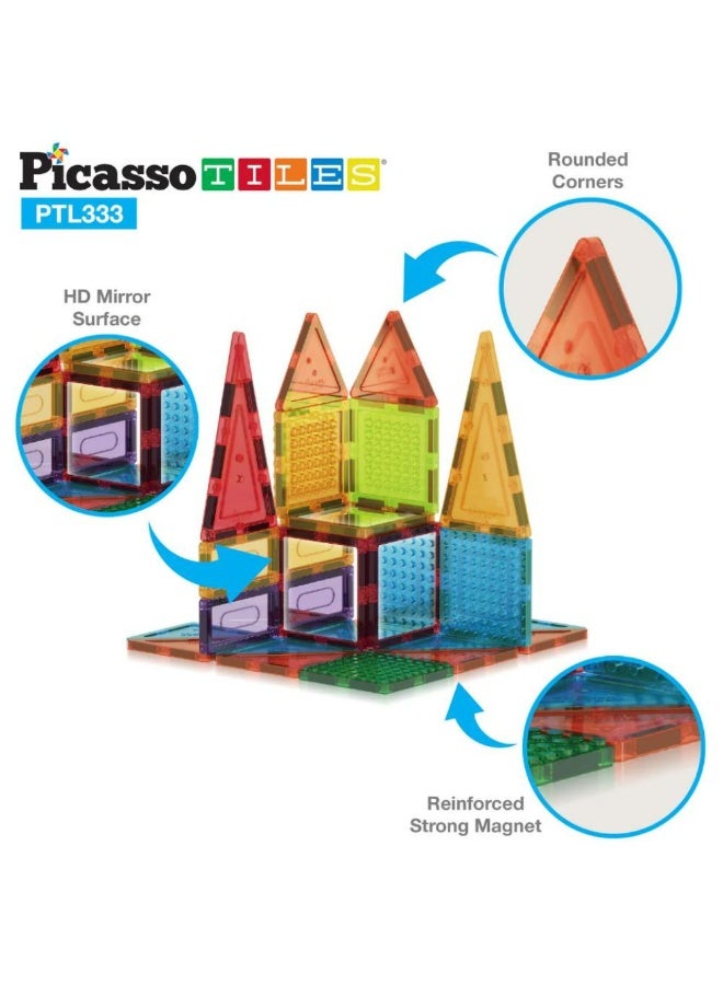 PicassoTiles بيكاسو تايلز طوب بناء مغناطيسي ثلاثي الأبعاد + بلاط 333 قطعة | بلاط مغناطيسي | ألعاب STEM | مجموعة ألعاب تعليمية | كتل تكديس | تعزز مهارات حل المشكلات والمهارات الحركية الدقيقة | تحسن التنسيق والإبداع | هدية للأطفال والرضع | مجموعة بناء لتطوير عقل الطفل - Image 3