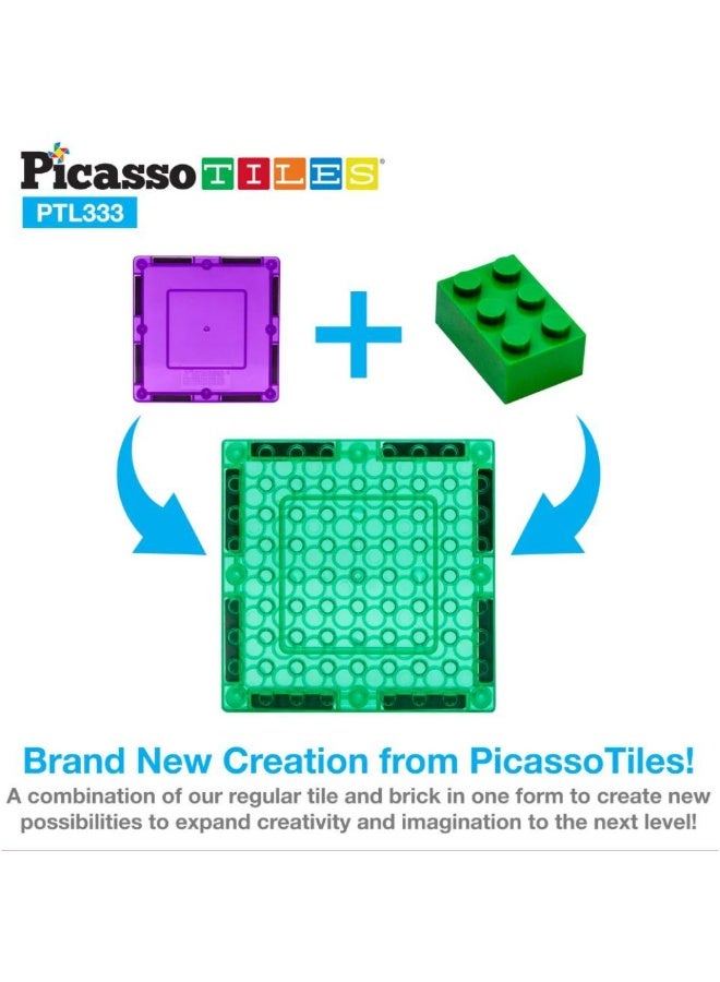 PicassoTiles بيكاسو تايلز طوب بناء مغناطيسي ثلاثي الأبعاد + بلاط 333 قطعة | بلاط مغناطيسي | ألعاب STEM | مجموعة ألعاب تعليمية | كتل تكديس | تعزز مهارات حل المشكلات والمهارات الحركية الدقيقة | تحسن التنسيق والإبداع | هدية للأطفال والرضع | مجموعة بناء لتطوير عقل الطفل - Image 4